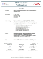 Prüfbericht Blitzschutzklemme A2 oben Blitzstromtragfähigkeit